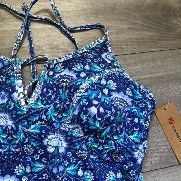 Cremieux Lavender Blue Floral Tankini Swim Top M - Picture 5 of 8